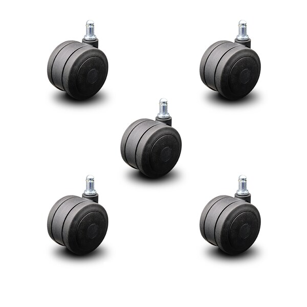 3" Black Soft Wheel Grip Ring Office Chair Casters, PK5